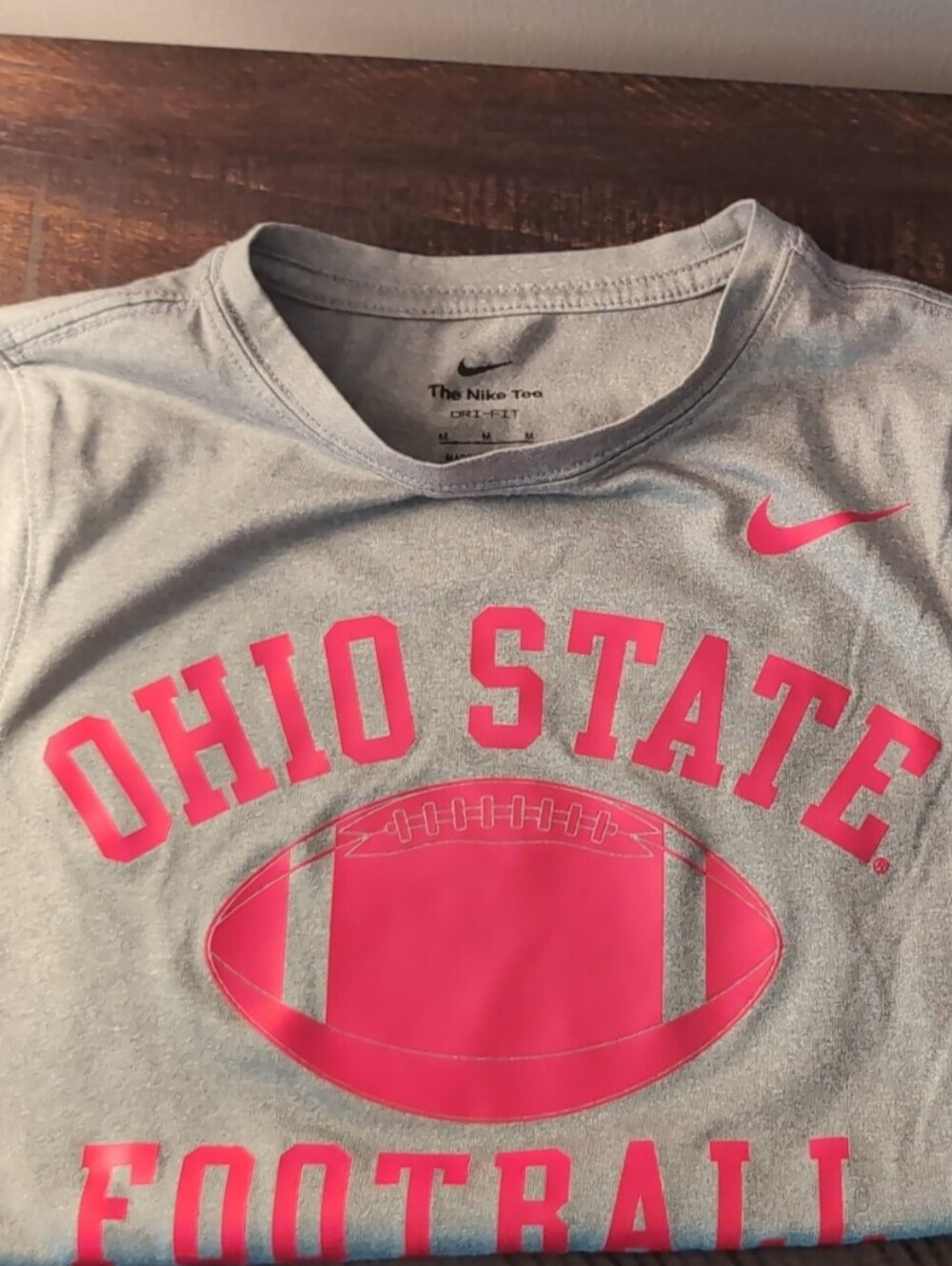 Nike Kids Gray T-Shirt with Pink Ohio State Football Graphic